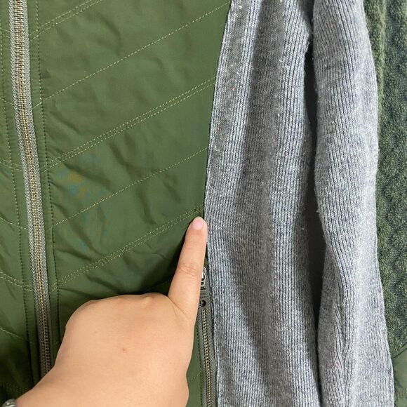 Prana Wool Blend Quilted Zinnia Full Zip Front Jacket Women's Size S Green Gray - Picture 6 of 7